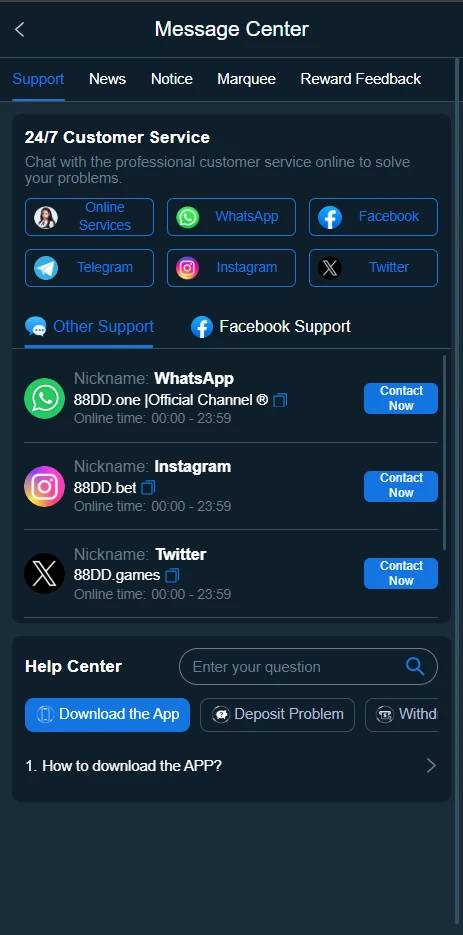 88dd game Customer Support